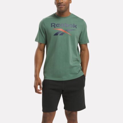 REEBOK MENS IDENTITY BIG LOGO GREEN TEE
