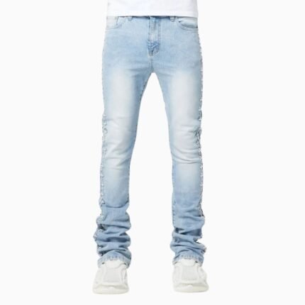 Men's Crosses Embellished Denim Pant